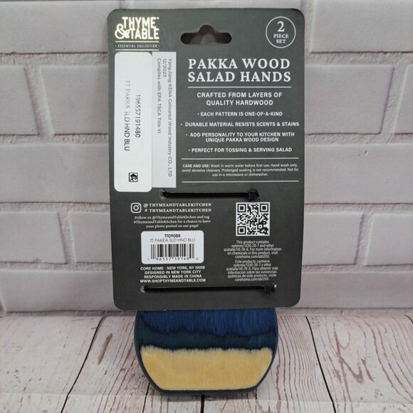 Thyme & Table Pakkawood Salad Hands New - Picture 2 of 4